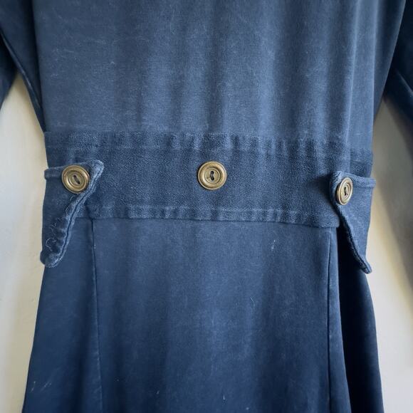 Testimony Los Angeles French Terry Longline Duster Jacket Blue Cotton Medium - Picture 8 of 11